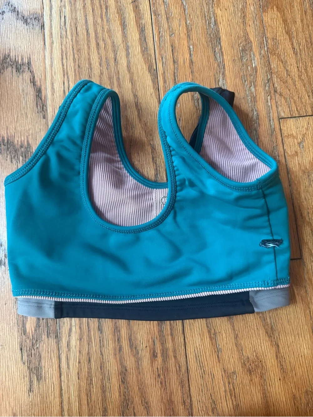 Tiger Friday CXL bra - Ribbed Tank Crop Top in Mauve with Teal Trim